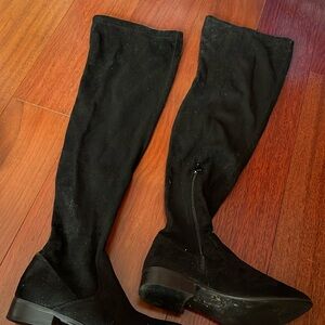 Over the knee black faux suede boots